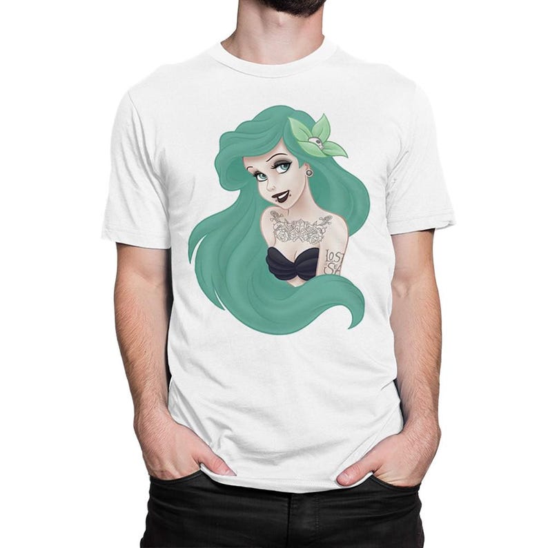 Camiseta con tatuajes de Ariel La Sirenita, tallas para hombre y mujer (DIS-981115) imagen 5