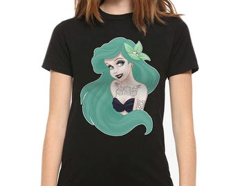 Tattooed Ariel The Little Mermaid Rock T-Shirt, Men's and Women's Sizes (DIS-981115)