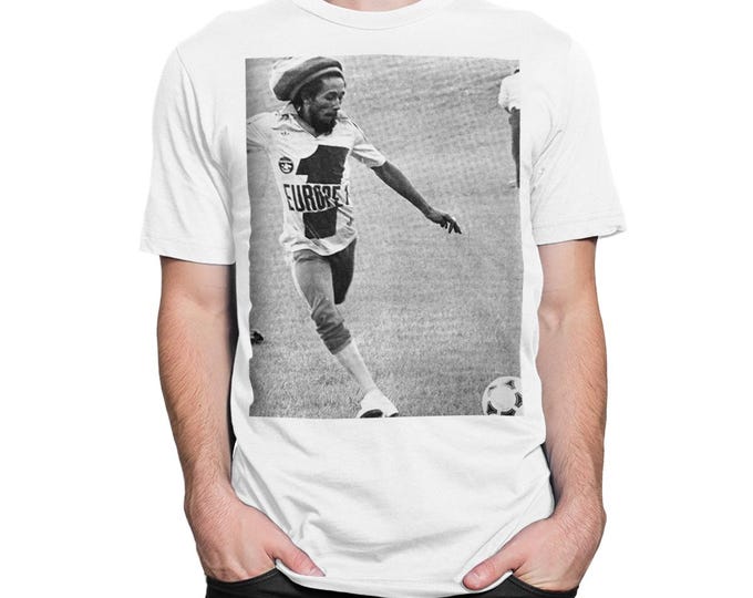 Bob Marley Playing Football T-Shirt, Men's and Women's Sizes