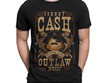 Camiseta vintage de Johnny Cash Outlaw Music, tallas para hombre y mujer