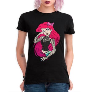 Ariel La Sirenetta T-shirt punk rock, taglie da uomo e da donna (DIS-233777)