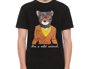Fantastic Mr. Fox I'm a Wild Animal-T-shirt, Wes Anderson-shirt, heren- en damesmaten