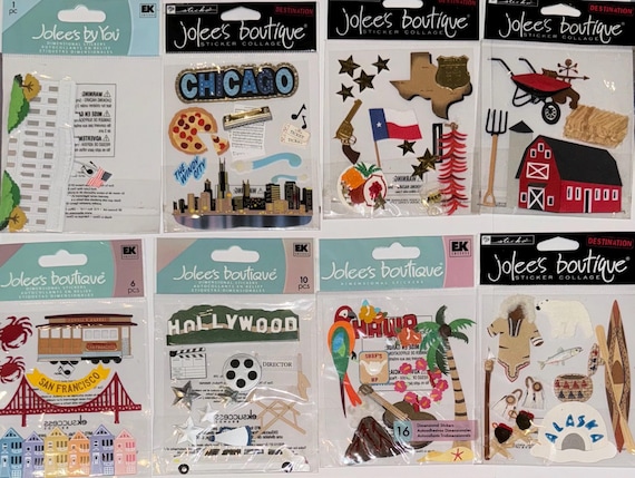 Assorted Jolee’s Boutique Dimensional Sticker Collage of your choice - US Destinations SF Hollywood Texas Alaska Hawaii Chicago New York