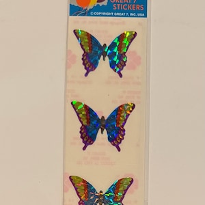 Grandes 7 adesivos vintage dos anos 80 NIP Strip ou Single Mod Prismatic Giant Butterfly PPZ3810