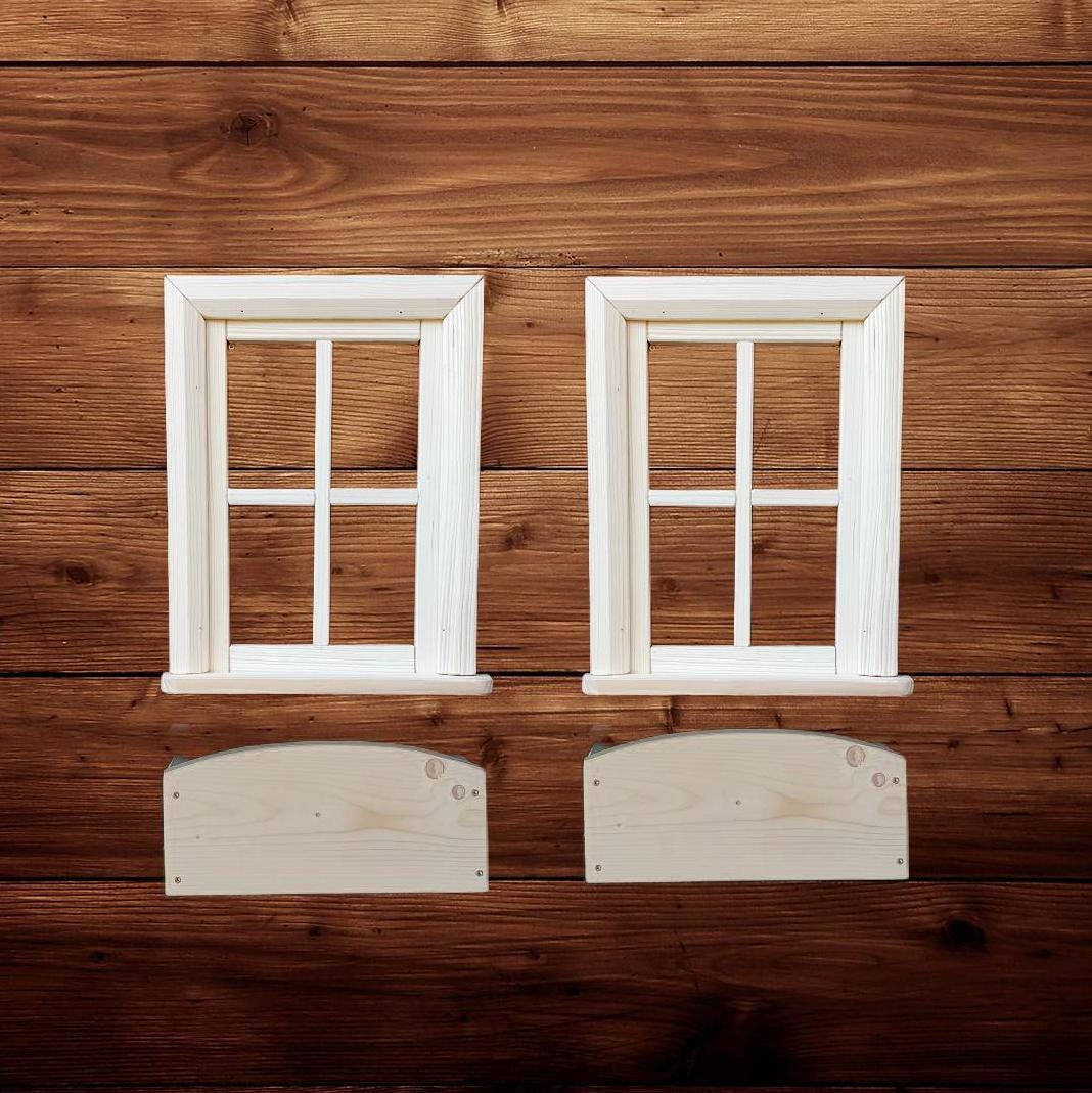 Handmade Spruce Playhouse Window & Pot Set: Natural Wood, DIY Project