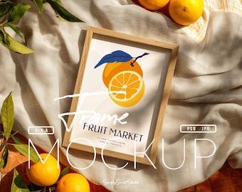 Single Poster Mockup, Artwork Frame Mockup on Table, Photo Frame Mockup, Picture Frame Mockup, Close Up Poster Mockup, Wooden Frame Mockup