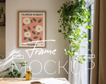 Artwork Frame Mockup, 3x4 Ratio Poster Mockup, Photo Frame Mockup, Picture Frame Mockup, Wall Art Mockup, Trendy Poster Wood Frame Mockup