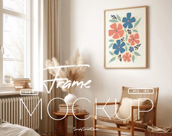 Natural Wood Frame Mockup, DIN A3 Poster Mockup, Photo Frame Mockup, Picture Frame, Wall Art Display, Scandinavian Artwork Frame Mockup PSD