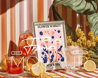 Preppy Poster Mockup, DIN A4 Artwork Frame Mockup, Photo Frame Mockup, Picture Frame Mockup, Ice Tea Poster Mockup, Photoshop Frame Mockup