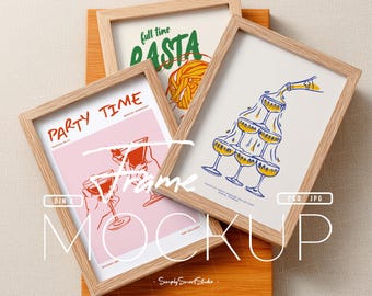 Three Poster Mockup, Artwork Frame Mockup, Picture Frame Mockup, Photo Frame Mockup, Gallery Wall Art Template, PSD Poster Mockup Display