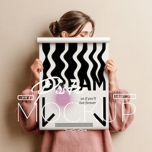 Poster Mockup With Person, Mockup For Poster with Hands, A2 Paper Mockup, Photo Frame Mockup, Woman Holding Poster Mockup, DIN A ISO Mockup