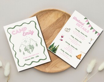 Camp Bach Bachelorette Itinerary Template, Bachelorette Weekend Itinerary, Editable Weekend Bachelorette Itinerary Digital, DIY