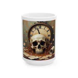 Gothic Skull Ceramic Mug - Perfect for Halloween, Spooky Season, and Coffee Lovers, Unique Gift for Horror Fans, 11oz 15oz