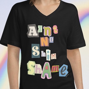 Lindy Hop T Shirt - Vintage Swing Dance Graphic - Custom Swing Dance Apparel - Aint no Shim Shame V neck