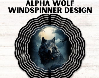 Alpha Wolf Wind Spinner Png design Black Wolf Round Spinner Therian Wind Spinner DesignsSublimation File Spinner Sub Design Spirit Animal