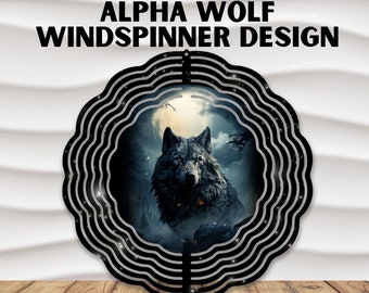 Alpha Wolf Wind Spinner Png design Black Wolf Round Spinner Therian Wind Spinner Designs Sublimation File Spinner Sub Design Spirit Animal