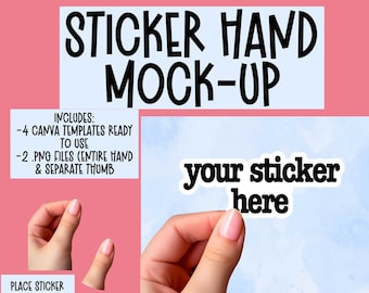Sticker Hand Mockup Canva Template, Photoshop Mockup,Decal Mockup, Hand Holding Sticker mockup, psd file isolated hand mockup, png mockup