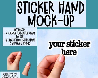 Sticker Hand Mockup Canva Template, Photoshop Mockup,Decal Mock Hand Holding Sticker mockup, psd file isolated hand mockup, png mockup