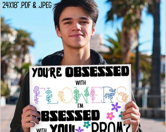 Promposal Poster DIGITAL DOWNLOAD, Flower prom invite, Prom invite 2024 promposal, Floral Prom posal, high school dance will you go to Prom