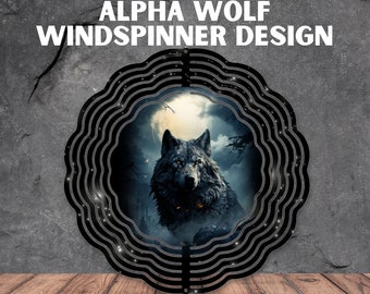 Alpha Wolf Wind Spinner Png design Black Wolf Round Spinner Therian Wind Spinner Designs Sublimation File Spinner Sub Design Spirit Animal
