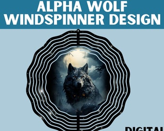 Alpha Wolf Wind Spinner Png design Black Wolf Round Spinner Therian Wind Spinner Designs Sublimation File Spinner Sub Design Spirit Animal