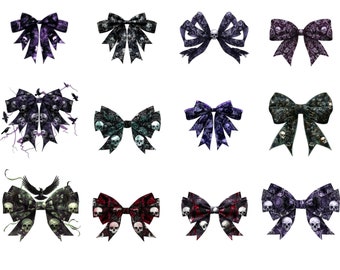 WhimsiGoth Bow Clipart Bundle Skulls Coquette Sublimation POD Designs