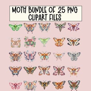 Motte Clip Art Bundle Mystische Motte Clipart Png Dateien Aquarell Clipart, Scrapbook Junk Journal, Papier Handwerk Scrapbooking Goodnotes Aufkleber
