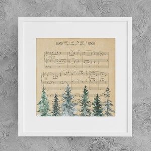Christmas Sheet Music Wall Art, Silent Night Christmas Decor, Xmas song Printable, Christmas Music Download, Vintage Sheet music Printable