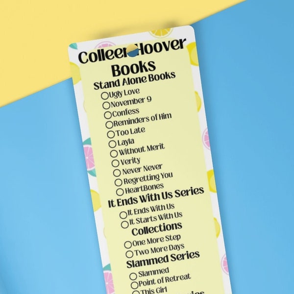 Colleen Hoover Book Checklist Bookmark, CoHo Bookmark,Book lover gift,Booktok Bookmark,Bookish ,CoHo Lover gift,Smut Lover Gift, fruit