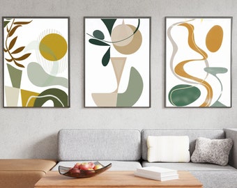 Boho Gallery Art Set of 3,Abstract Mid Century Modern Printable Art,Last minute gift,Neutral Color Prints Housewarming Gift, Home Decor Gift