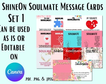Soulmate Message Card Template Bundle, ShineOn necklace Message Card Bundle, Custom Jewelry cards,Editable Canva Template,POD Jewelry Cards