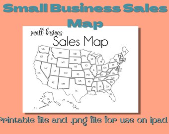 USA Sales Tracker Map, Small Business Etsy Sales (Printable, Procreate .png)
