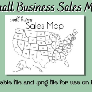 USA Sales Map, Small Business Sales Map, Etsy sales map, Sales Tracker, instant download, Procreate Sales Map, Printable Sales Tracker