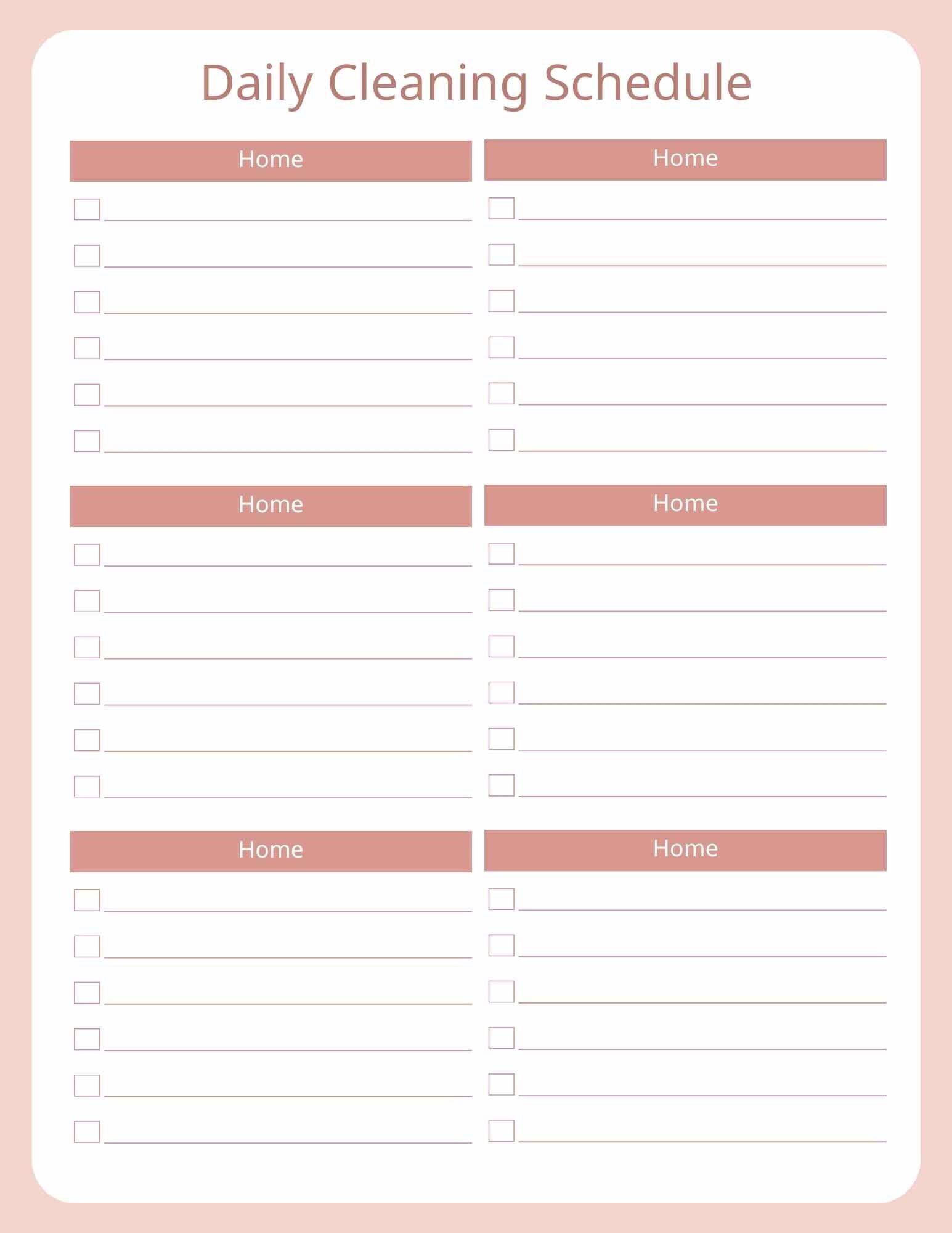 Editable Cleaning Schedule Workbook Template Printable Planner Master