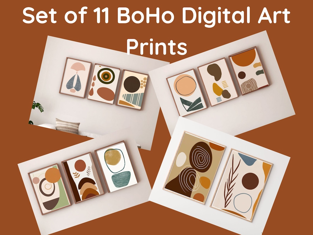 Abstract Boho Gallery Art Set,printable Wall Art,last Minute Gift,mid