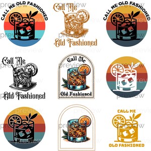 Collezione di clipart di cocktail vecchio stile - Chiamami vecchio stile Download istantaneo per design a sublimazione