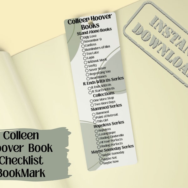 Colleen Hoover Book Checklist BoHo Bookmark, CoHo Bookmark,Book lover gift,Booktok,Bookish ,Colleen Hoover Lover gift,Smut Lover Gift