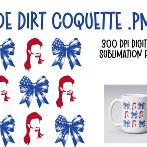 Joe sporco COQUETTE Archi png 4 luglio PNG Merica Download istantaneo Giorno dell'Indipendenza Regali patriottici File digitale joe sporco Mullet Blue Bows USA