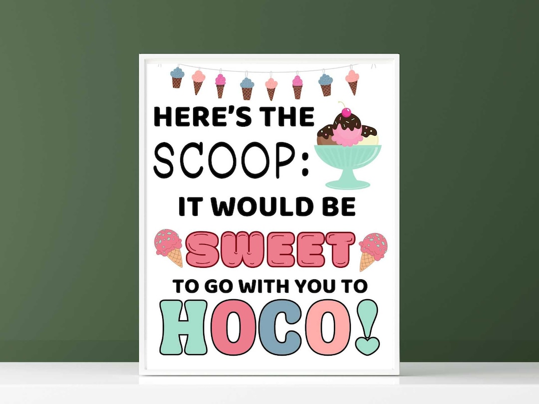 HOCO Proposal Poster Ice Cream Night Prom Invite High School Dance HOCO ...