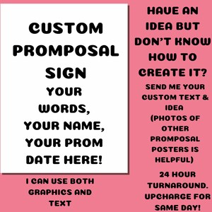 Custom Promposal Prom invite Poster Your Text invitation,girlfriend prom posal High School dance proposal poster Personalized invitation