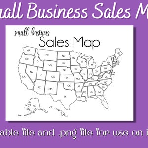USA Sales Map, Small Business Sales Map, Etsy sales map, Sales Tracker, instant download, Procreate Sales Map, Printable Sales Tracker