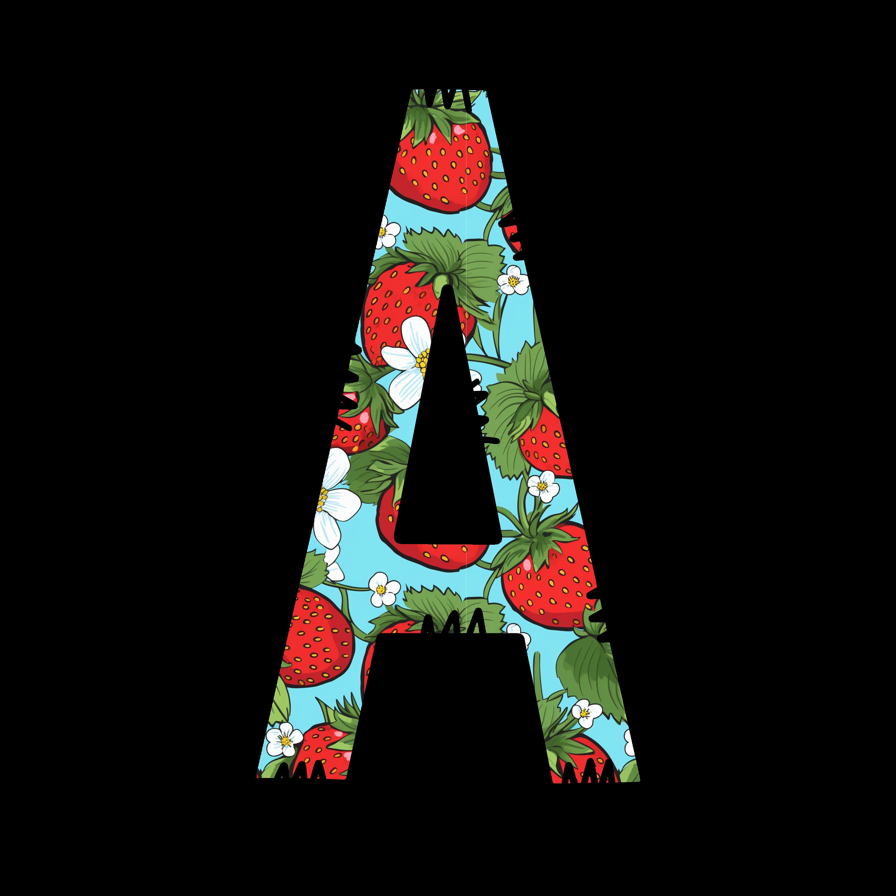 Strawberry Doodle Letters Png, Strawberries Letters Png Bundle Digital ...