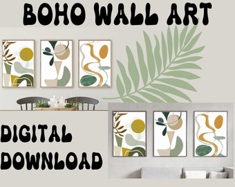 BoHo home decor Wall art set of 3, Mid Century Modern Printable Art,Last minute gift,Neutral Color Print Housewarming Gift, Gift for mom