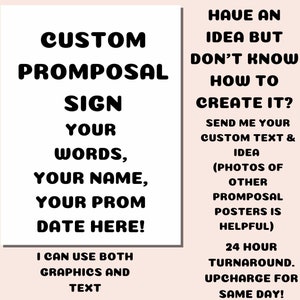 Custom Promposal Prom invite Poster Your Text invitation,girlfriend prom posal High School dance proposal poster Personalized invitation