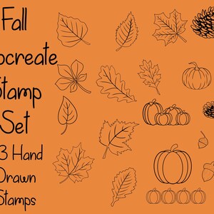 Procreate Fall Stamps, Fall Leaves Stamps, Procreate Brushes, Acorn Stamp, pinecone Stamps, Brush set for Procreate, 23 Procreate Stamps