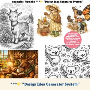 Narzędzie 3 w 1 do generowania podpowiedzi artystycznych AI: wzory, naklejki, postacie (wersja cyfrowa do pobrania)