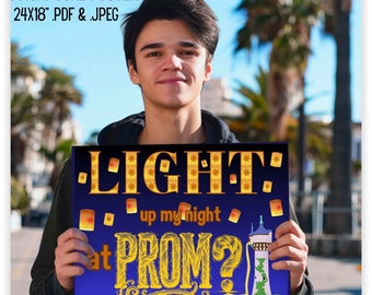 Promposal Poster You Light Up My Night prom invite Chinese Lantern Tangled Prom invite 2024 promposal Prom proposal poster School Dance sign