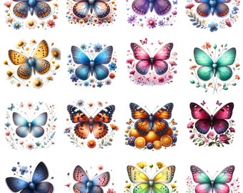 Butterfly Nursery Clipart purple butterfly with flowers Sublimation Tumbler design Baby Room Art Download Spring Clip Art Digital Stickers