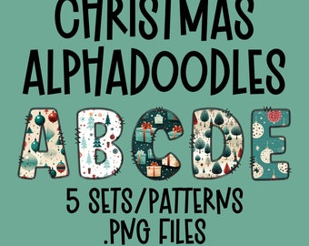 Christmas Doodle Letters Bundle png,Xmas Alphadoodle Letters Png Bundle Digital Sublimation Design  Print on Demand png files Commercial Use