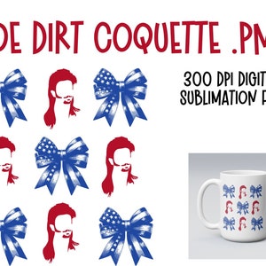 Joe sporco COQUETTE Archi png 4 luglio PNG Merica Download istantaneo Giorno dell'Indipendenza Regali patriottici File digitale joe sporco Mullet Blue Bows USA